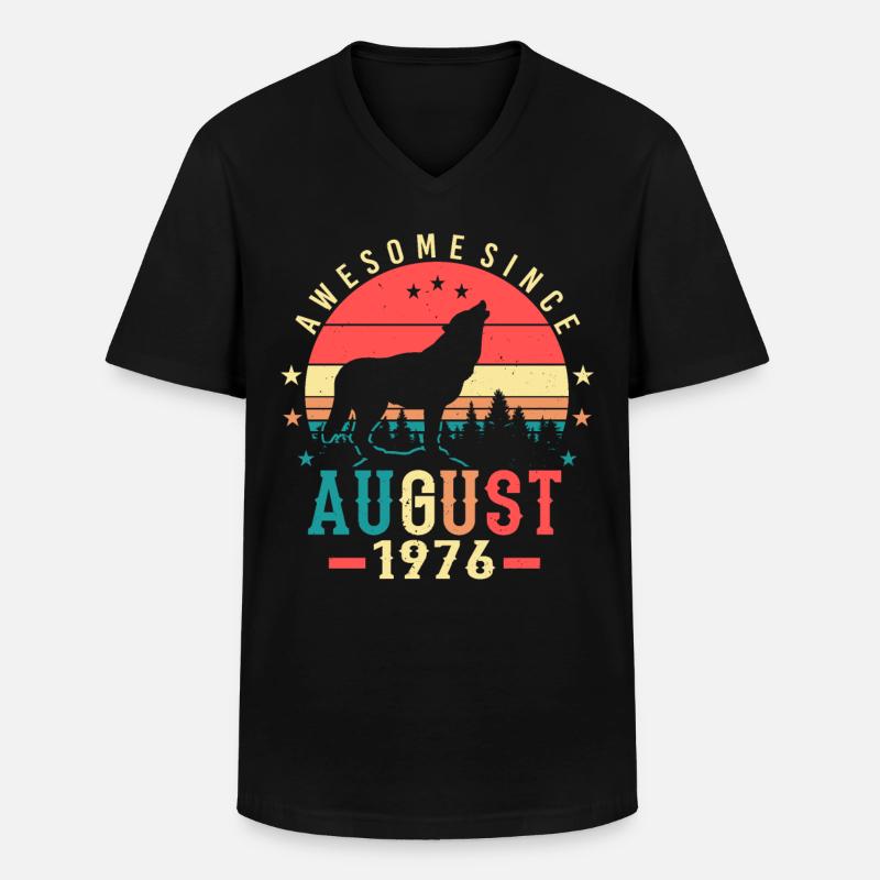 August 1976 Geschenkidee - Männer-T-Shirt mit V-Ausschnitt - Schwarz