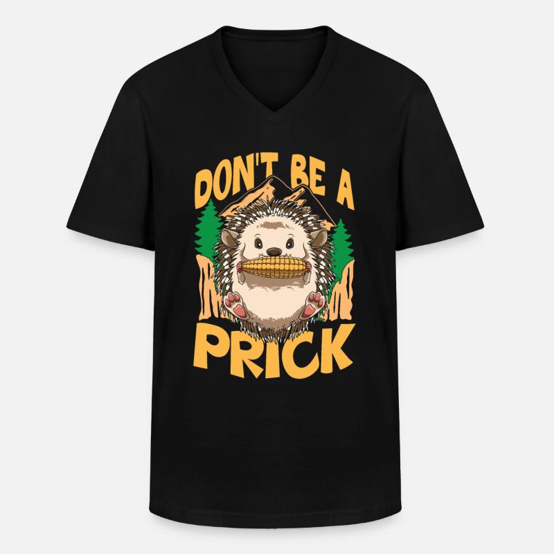 Igel knabbert Mais Maiskolben - Männer-T-Shirt mit V-Ausschnitt - Schwarz
