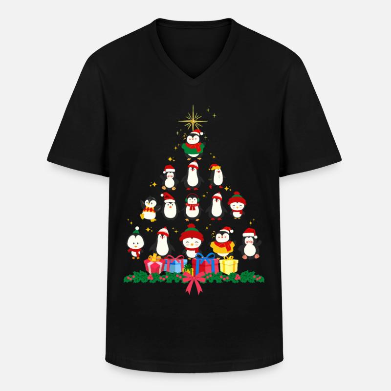 Pinguin-Weihnachten. Weihnachtsgeschenk - Männer-T-Shirt mit V-Ausschnitt - Schwarz