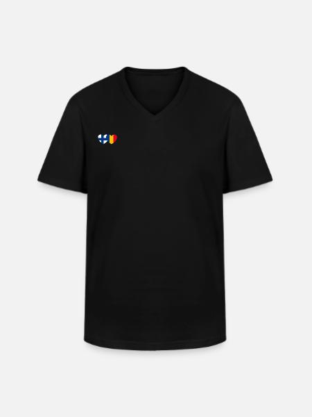 Finland Romania Flag Heart - Men's V-Neck T-Shirt - black