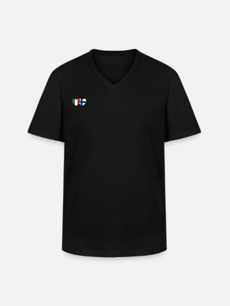 Italy Finland Flag Heart - Men's V-Neck T-Shirt - black