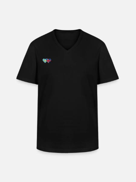 Kasachstan Island Flagge Herz - Männer-T-Shirt mit V-Ausschnitt - Schwarz