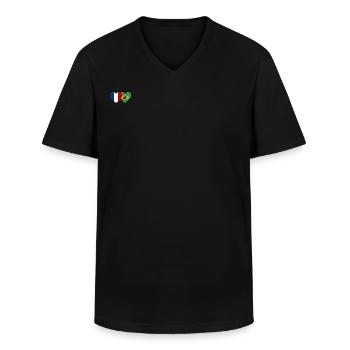 France Brésil Flag Coeur - T-shirt col V Homme - noir - Devant - AI Model Male 178 dark (178cm)