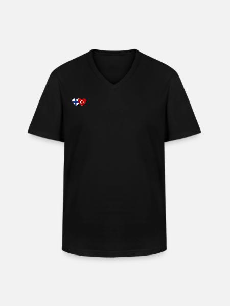 Finland Turkey Flag Heart - Men's V-Neck T-Shirt - black