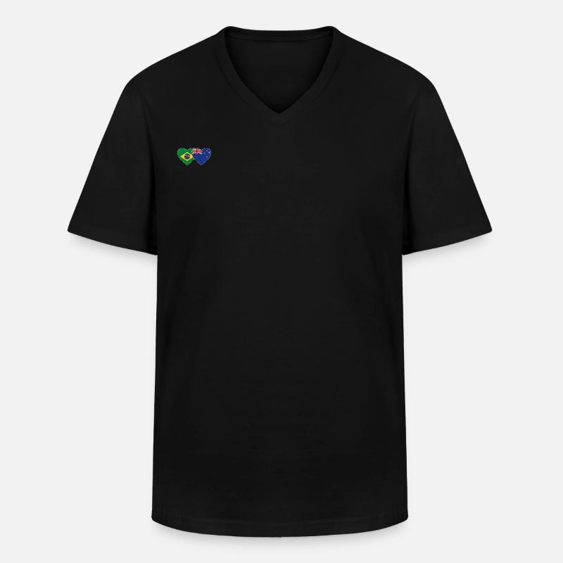 Brasilien Neuseeland Flagge Herz - Männer-T-Shirt mit V-Ausschnitt - Schwarz