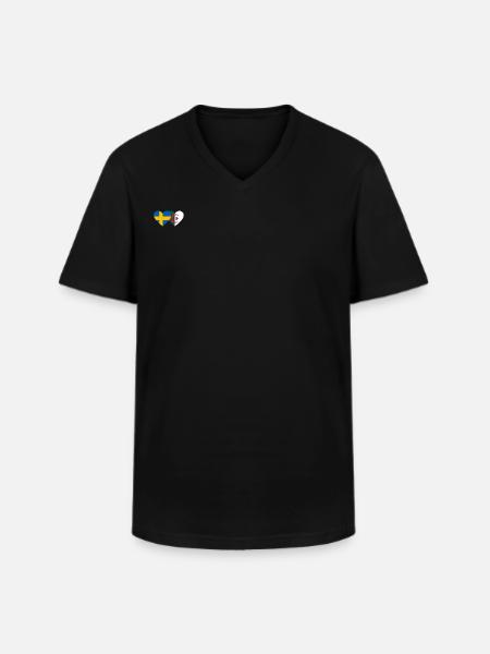 Sweden Algeria Flag Heart - Men's V-Neck T-Shirt - black