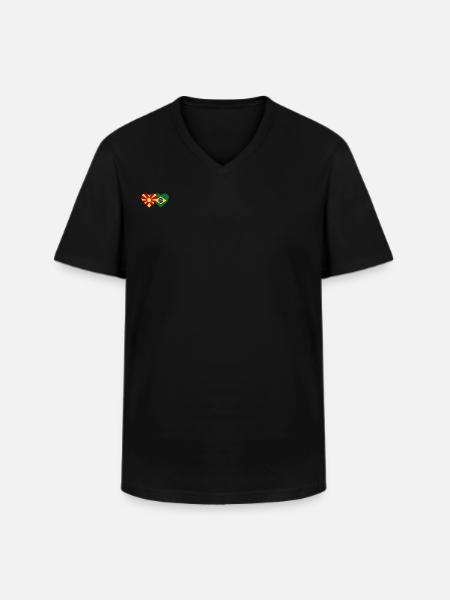 Macédoine Brésil Drapeau Coeur - T-shirt col V Homme - noir