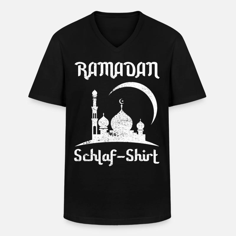 Ramadan schlafen Schlaf Pyjama Geschenk - Männer-T-Shirt mit V-Ausschnitt - Schwarz