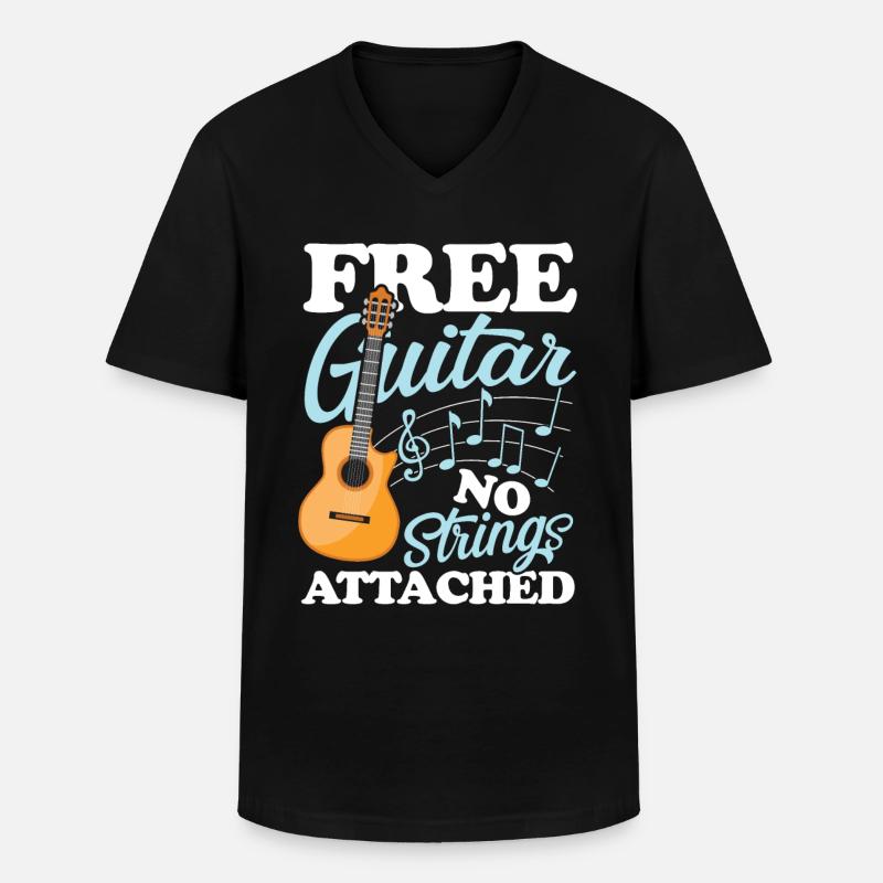 Guitar No Strings Attached - Männer-T-Shirt mit V-Ausschnitt - Schwarz