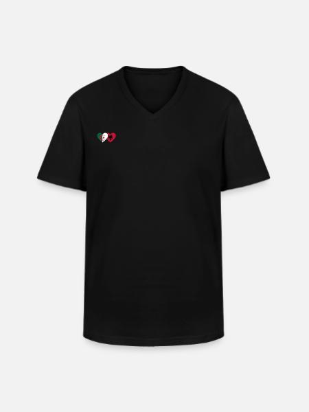Algeria Albania Flag Heart - Men's V-Neck T-Shirt - black
