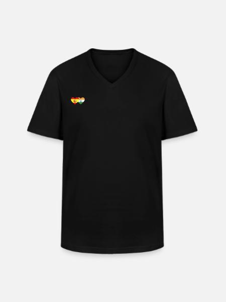 Spain India Flag Heart - Men's V-Neck T-Shirt - black