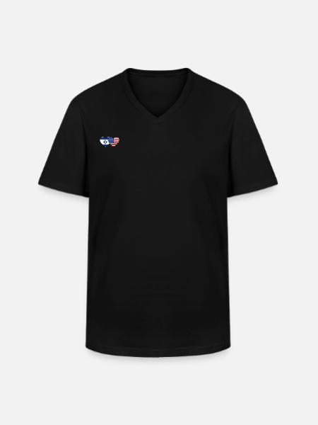Israel USA Flag Heart - Men's V-Neck T-Shirt - black