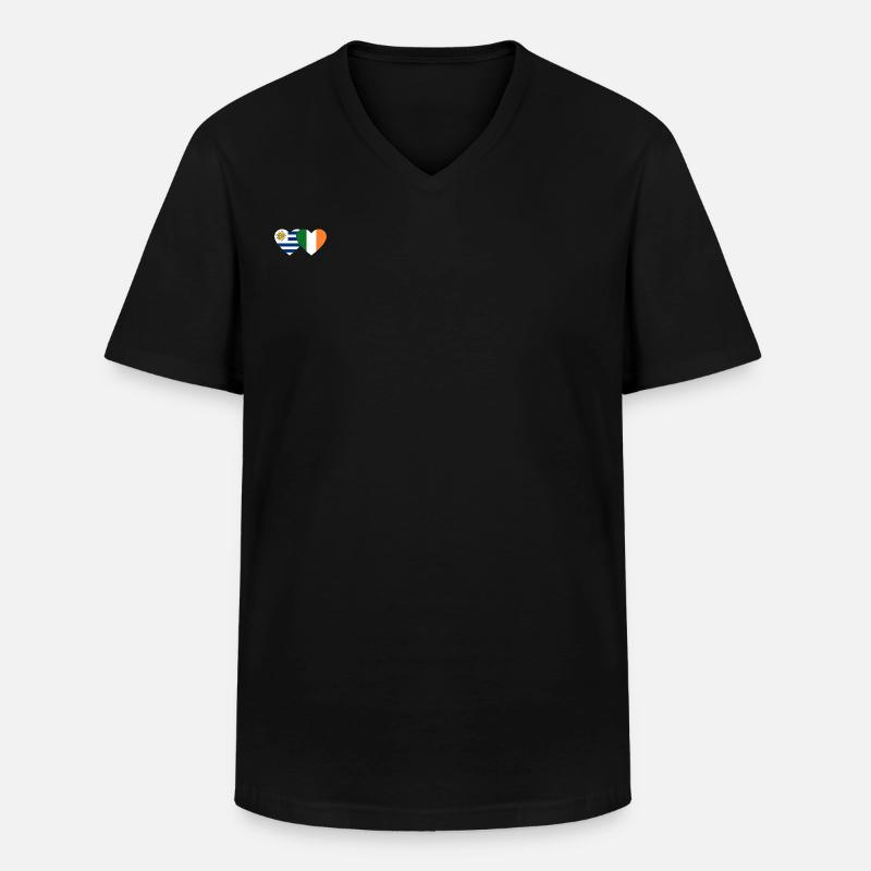 Uruguay Irlande Drapeau du cœur - T-shirt col V Homme - noir
