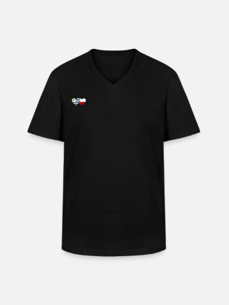 Uruguay Poland Heart Flag - Men's V-Neck T-Shirt - black