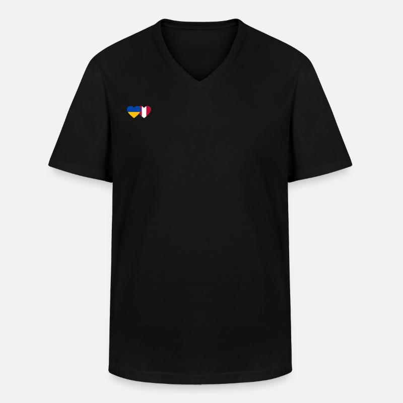 Ukraine Peru Herz Flagge - Männer-T-Shirt mit V-Ausschnitt - Schwarz