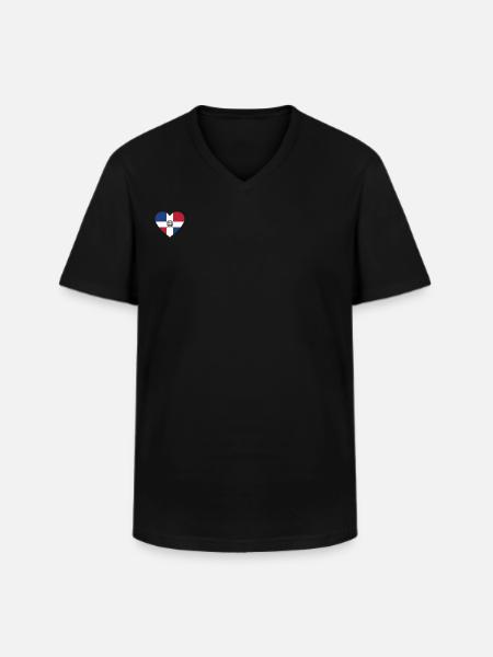 Dominican flag heart - Men's V-Neck T-Shirt - black