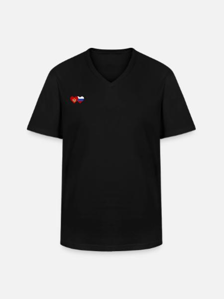 Monténégro Drapeau de la Russie - T-shirt col V Homme - noir