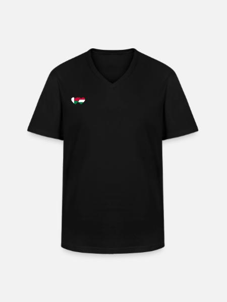 Madagascar Hungary Flag Heart - Men's V-Neck T-Shirt - black