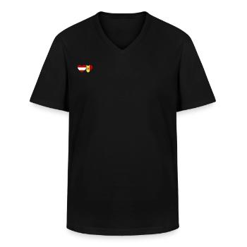 Austria Andorra Flag Heart - Men's V-Neck T-Shirt - black - Front - AI Model Male 178 dark (178cm)