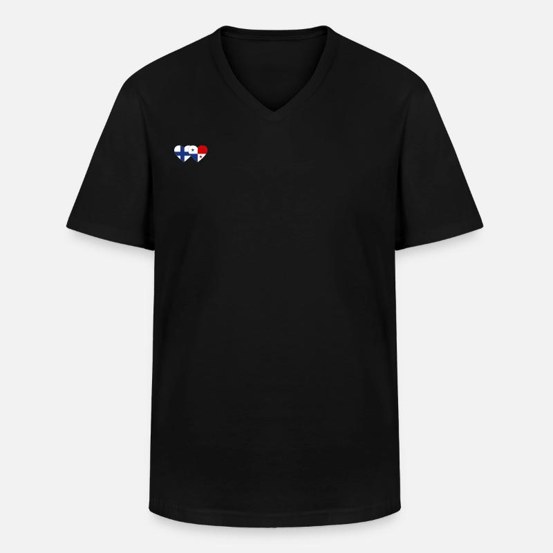 Finnland Panama Flagge Herz - Männer-T-Shirt mit V-Ausschnitt - Schwarz