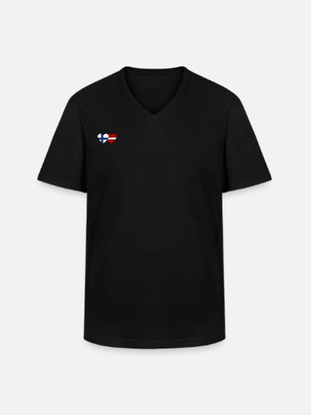 Finland Latvia Flag Heart - Men's V-Neck T-Shirt - black