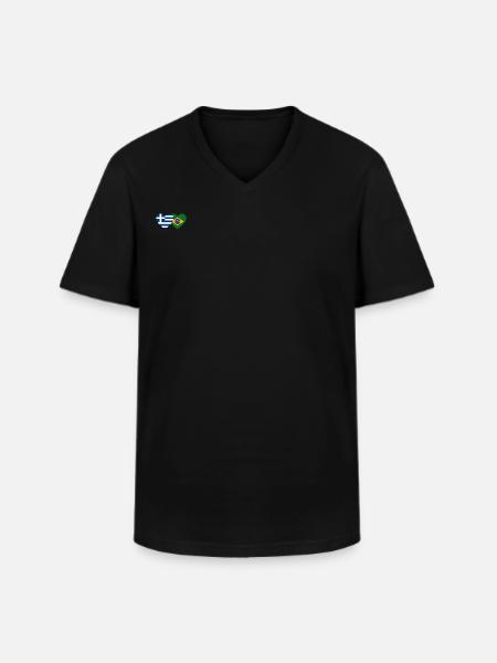 Grèce Brésil Flag Coeur - T-shirt col V Homme - noir