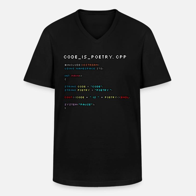 Code is Poetry.CPP - Men's V-Neck T-Shirt - black