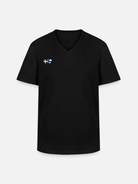 Sverige Finland Flagga Hjärta - T-shirt med V-ringning herr - svart