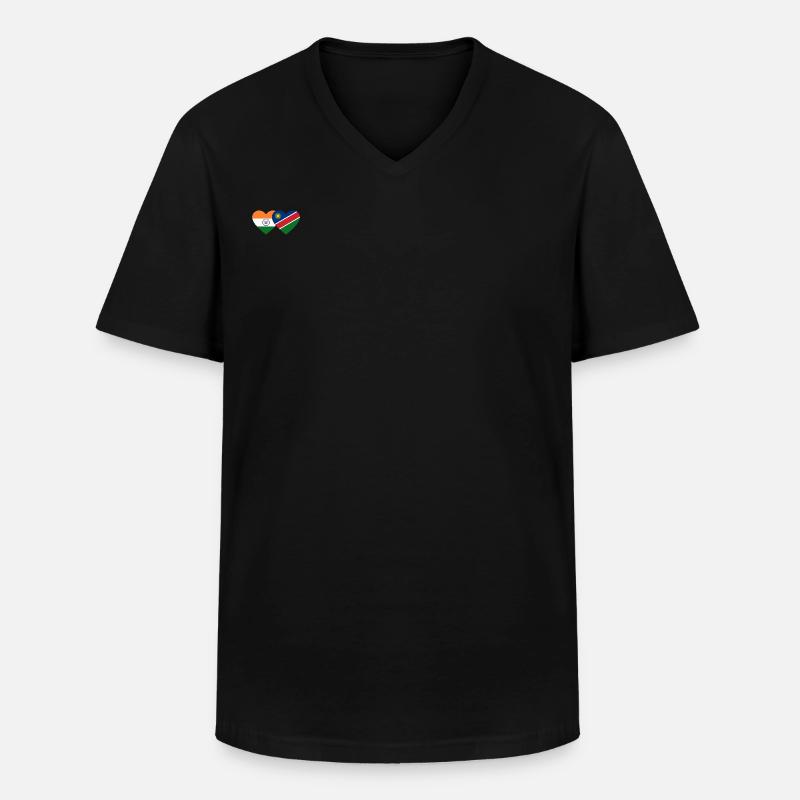 Indien Namibia Flagge Herz - Männer-T-Shirt mit V-Ausschnitt - Schwarz