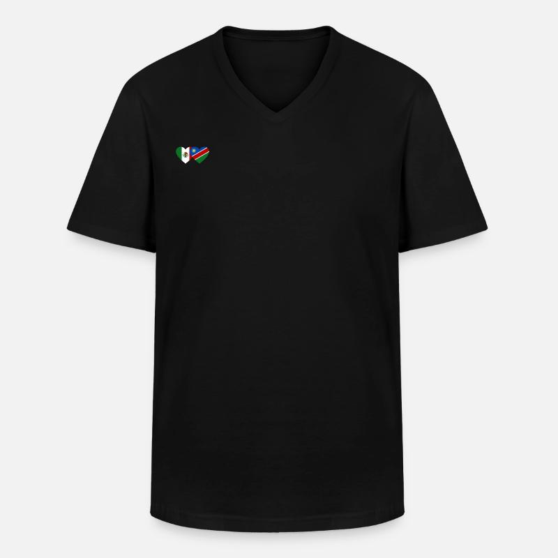 Mexiko Namibia Flagge Herz - Männer-T-Shirt mit V-Ausschnitt - Schwarz