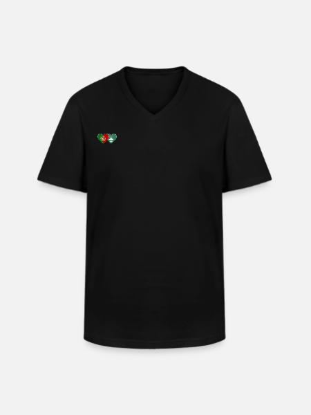 Portugal Macau Flag Heart - Men's V-Neck T-Shirt - black