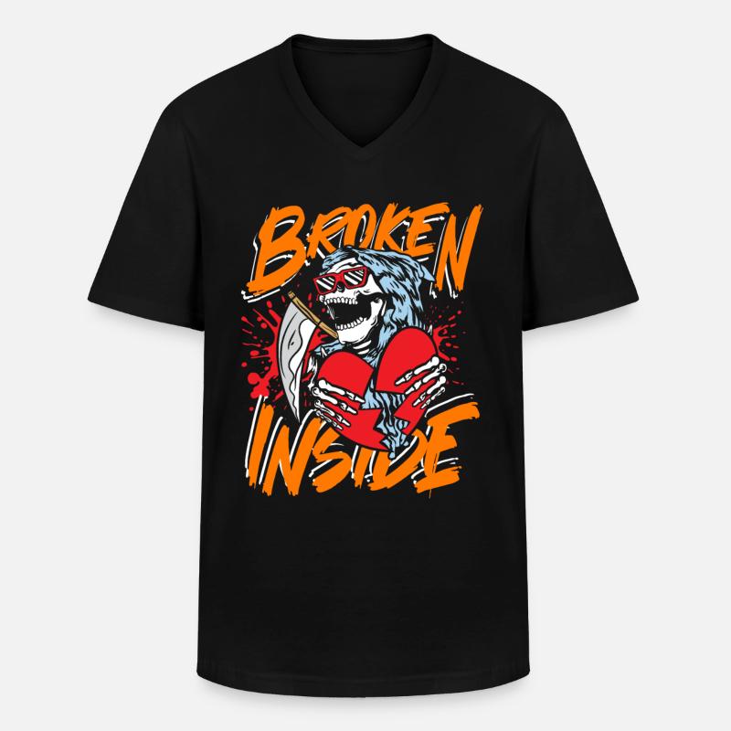 Broken inside - Männer-T-Shirt mit V-Ausschnitt - Schwarz