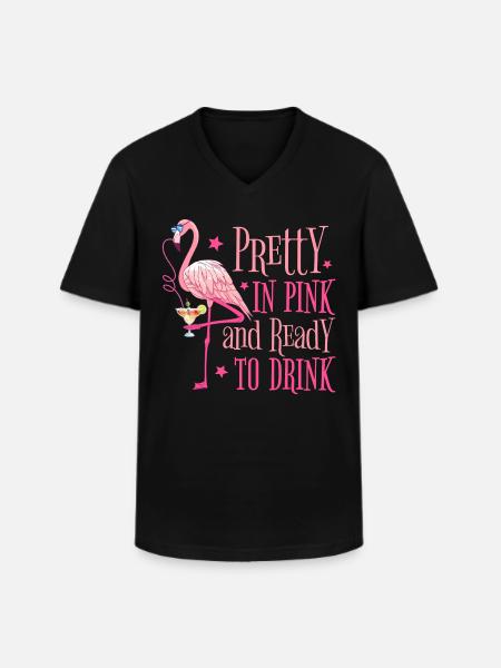 Flamingo JGA Party Pretty In Pink Klar til å drikke - Klassisk T-skjorte med V-hals for menn - svart