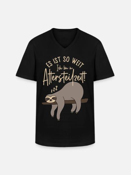 Faultier Es ist so weit Ich bin in Altersteilzeit - Männer-T-Shirt mit V-Ausschnitt - Schwarz