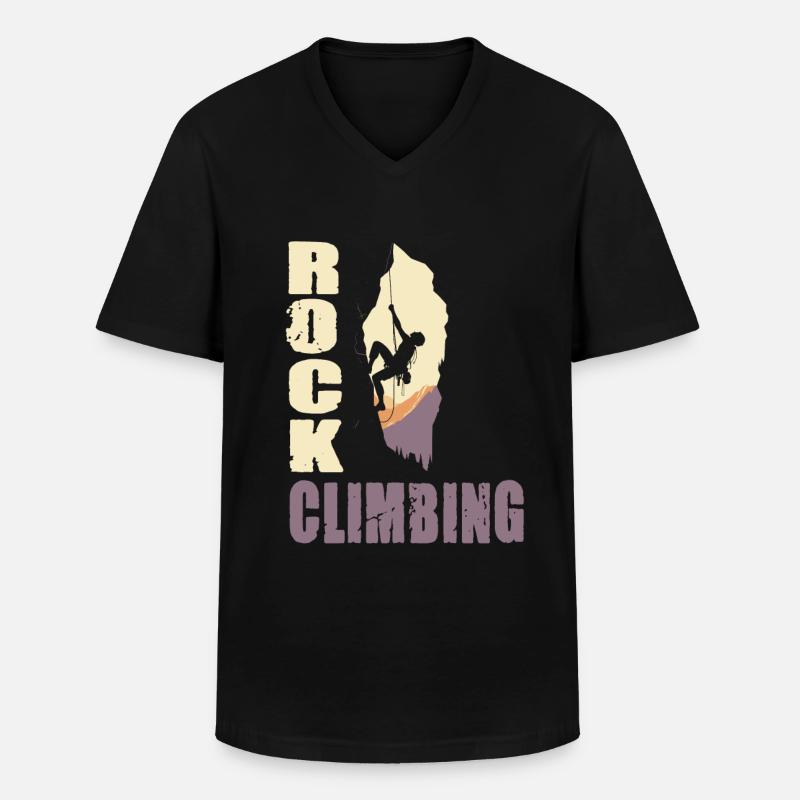 Rock Climbing - Männer-T-Shirt mit V-Ausschnitt - Schwarz