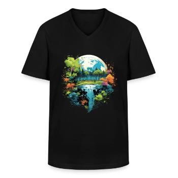 Respektier Muttererde Unseren Planeten Natur - Männer-T-Shirt mit V-Ausschnitt - Schwarz - Vorne - AI Model Male 178 dark (178cm)