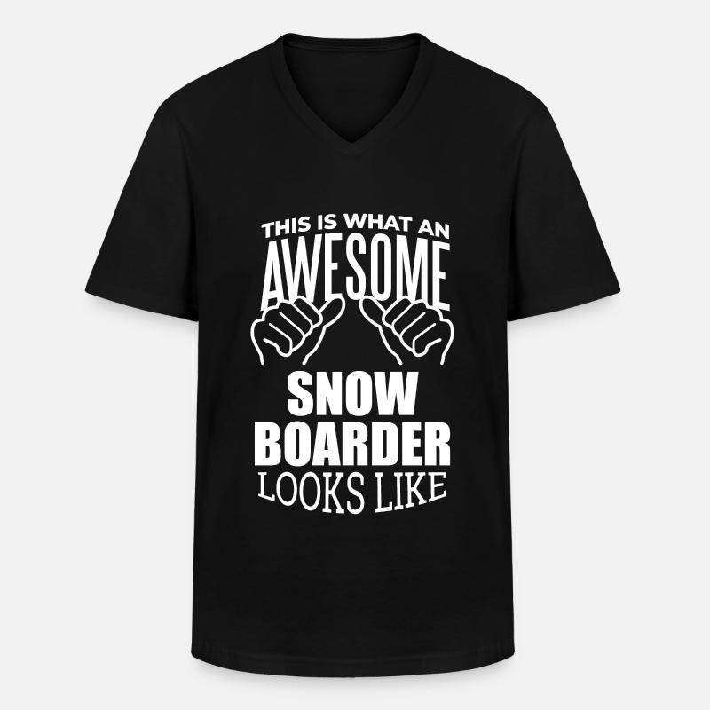 Snowboard - Männer-T-Shirt mit V-Ausschnitt - Schwarz