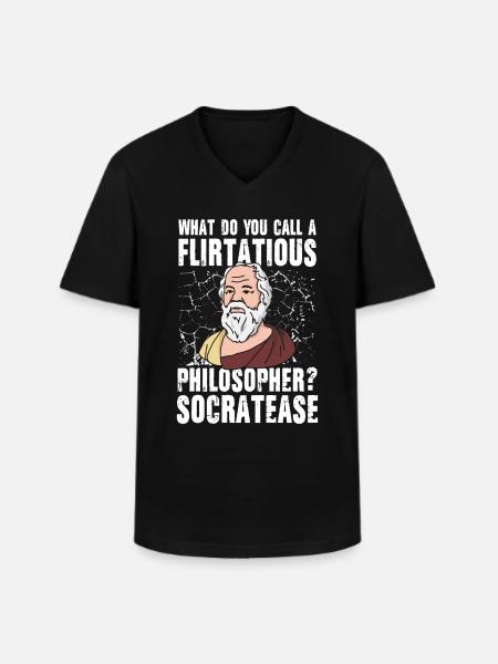 Flirtatious Philosopher Socratease - Männer-T-Shirt mit V-Ausschnitt - Schwarz