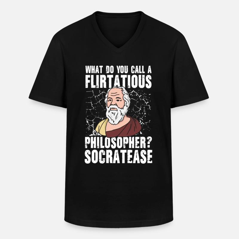 Flirtatious Philosopher Socratease - Männer-T-Shirt mit V-Ausschnitt - Schwarz