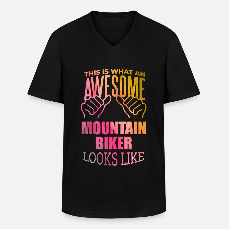 Mountainbiker - Männer-T-Shirt mit V-Ausschnitt - Schwarz