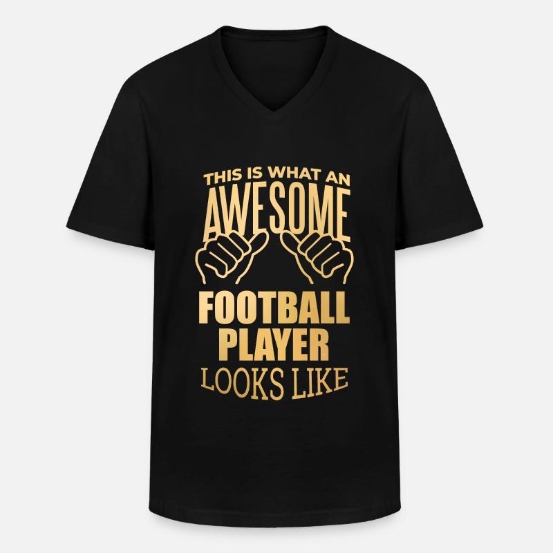 Fußball - Männer-T-Shirt mit V-Ausschnitt - Schwarz