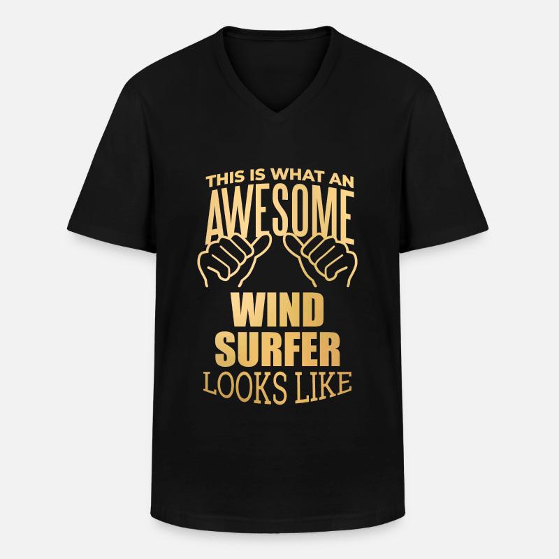 Windsurfen - Männer-T-Shirt mit V-Ausschnitt - Schwarz
