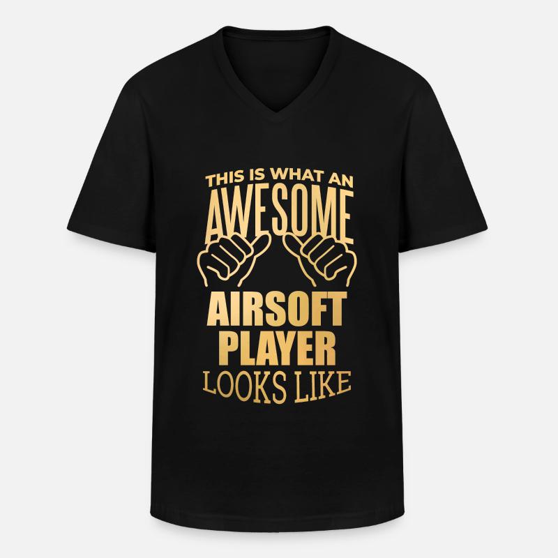 Airsoft - Männer-T-Shirt mit V-Ausschnitt - Schwarz