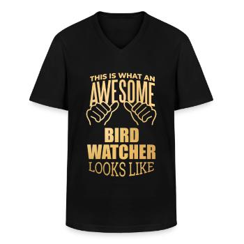 Bird Watching - Men's V-Neck T-Shirt - black - Front - AI Model Male 178 dark (178cm)