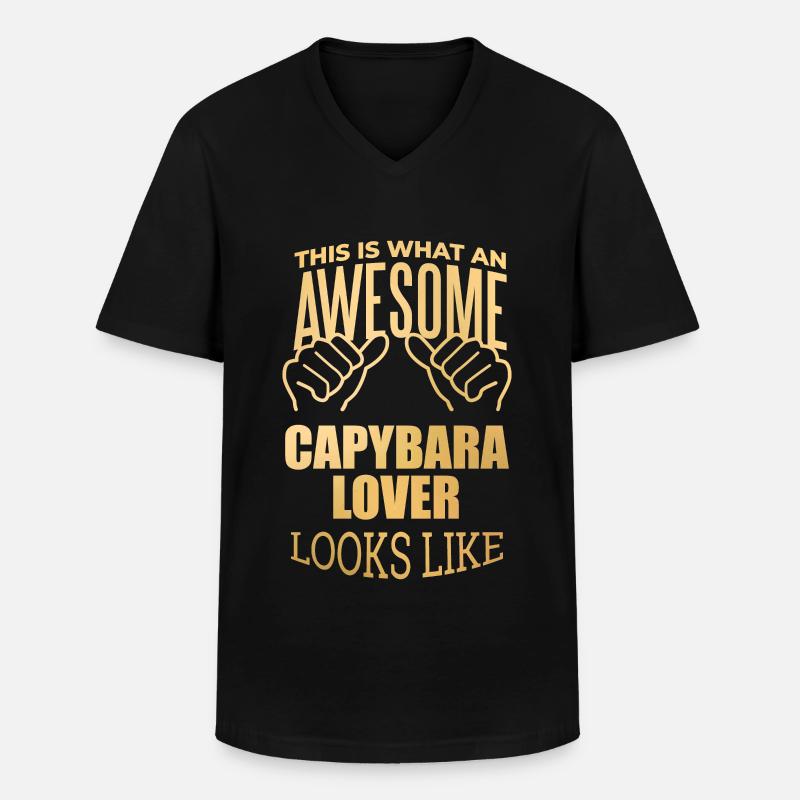 Capybara - Männer-T-Shirt mit V-Ausschnitt - Schwarz