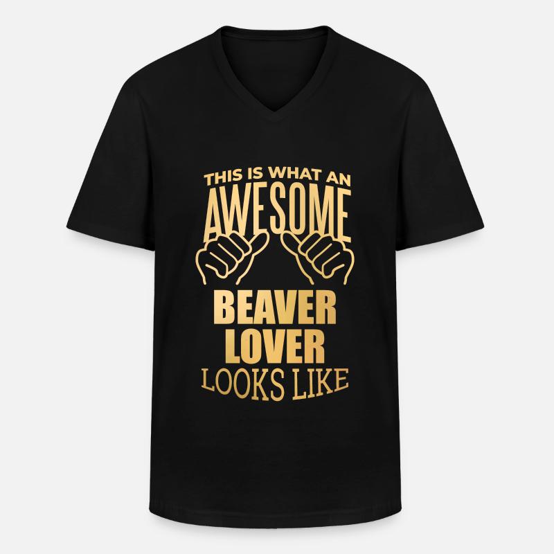 Bieber - Männer-T-Shirt mit V-Ausschnitt - Schwarz