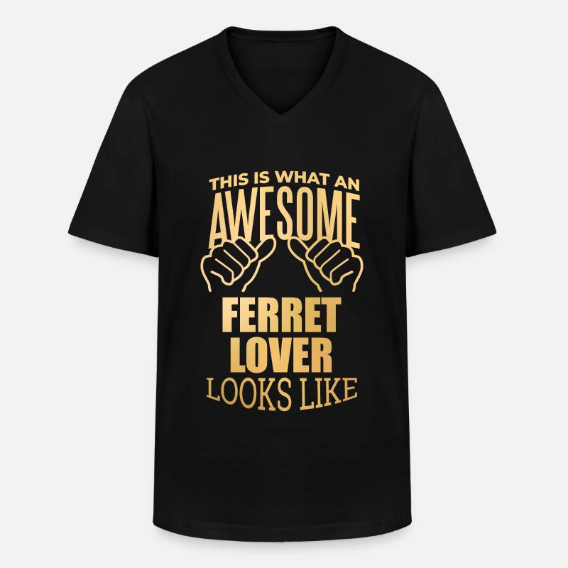 Frettchen - Männer-T-Shirt mit V-Ausschnitt - Schwarz