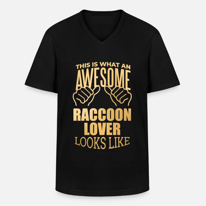 Waschbär - Männer-T-Shirt mit V-Ausschnitt - Schwarz