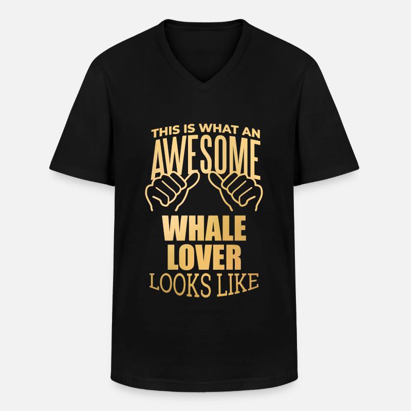 Wal - Männer-T-Shirt mit V-Ausschnitt - Schwarz