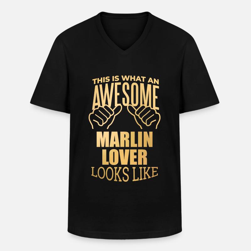 Marlin - Männer-T-Shirt mit V-Ausschnitt - Schwarz